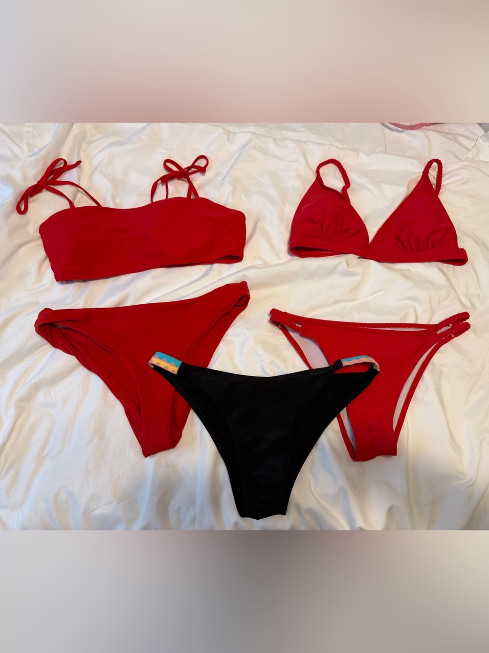 SHEIN Red & Black Mixed Bikini Tops and Bottoms